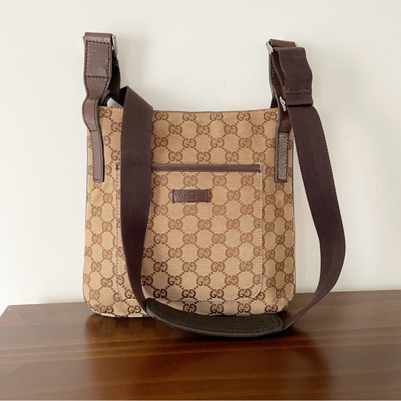 Gucci brown monogram canvas leather trim small shoulder bag - Picture 3 of 15
